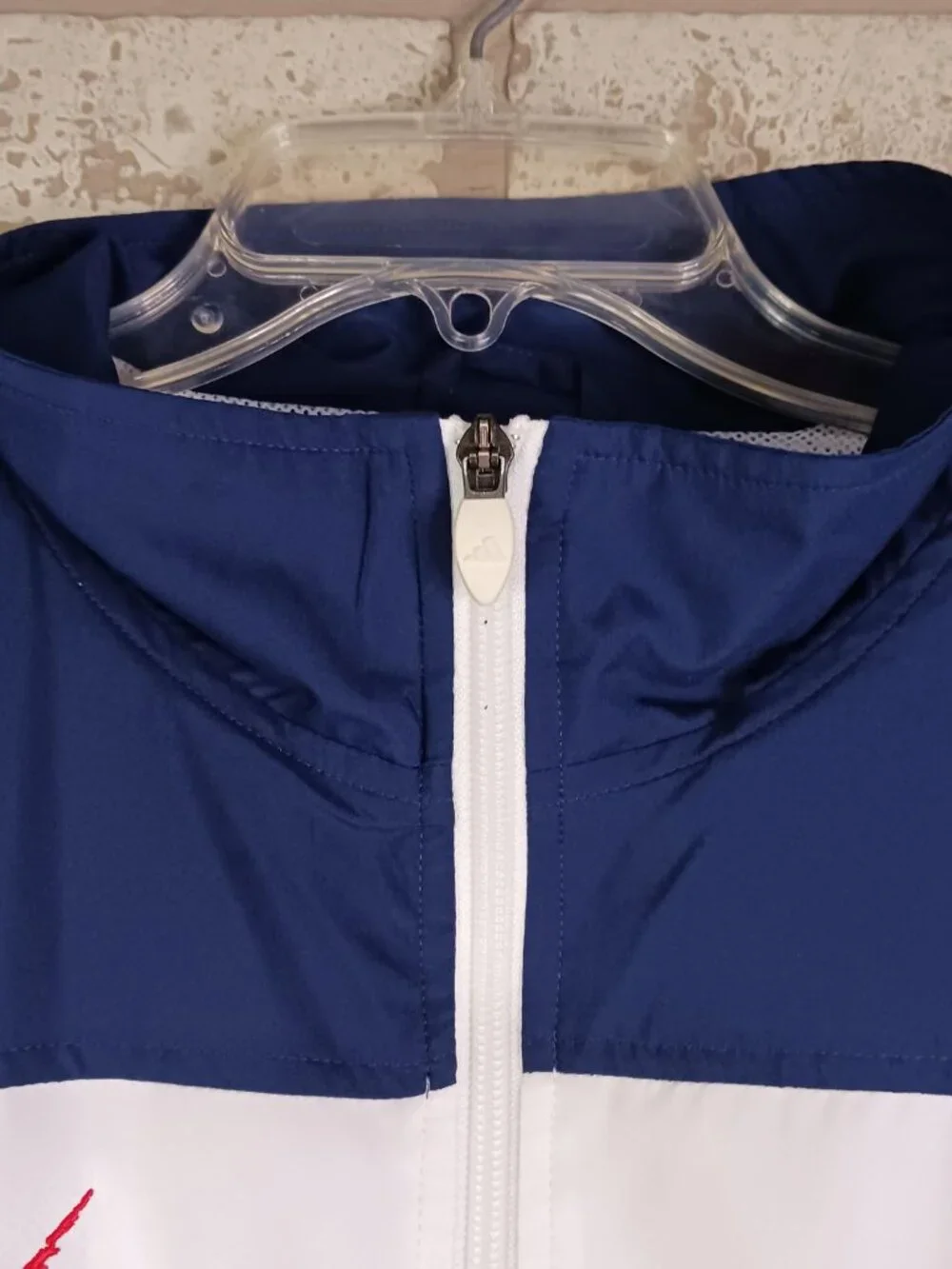 adidas 2003 World Champion Gymnastics Mens Large Jacket Zip Up White & Blue